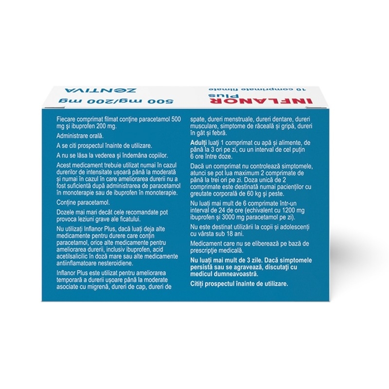 Inflanor Plus, 500 mg/200 mg, 10 comprimate filmate, Zentiva