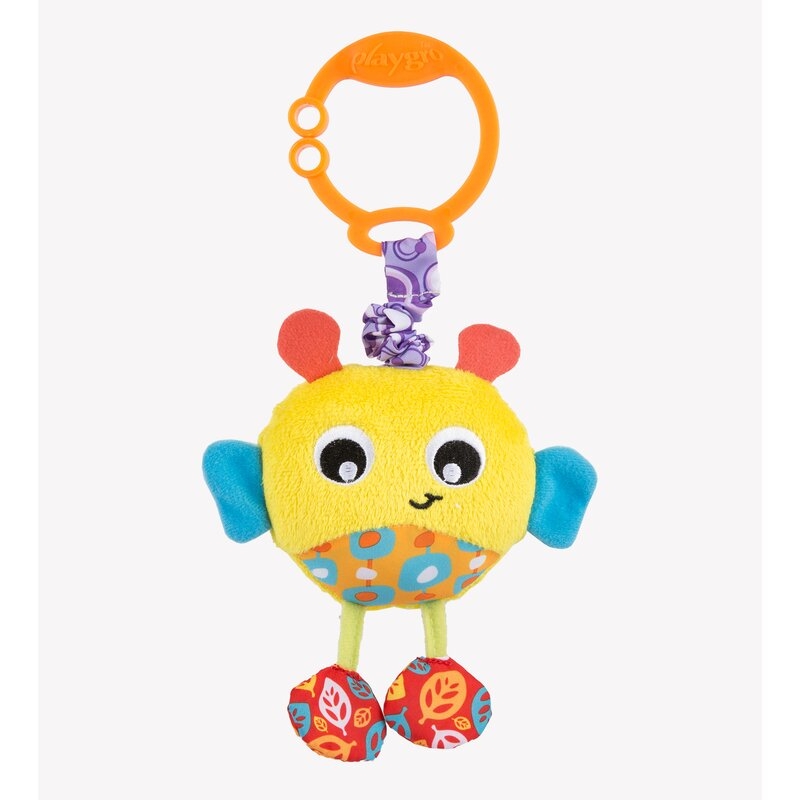 Jucarie cu vibratii pentru carucior, scoica auto si patut, Wiggling Bertie Bee, 23 cm, Playgro