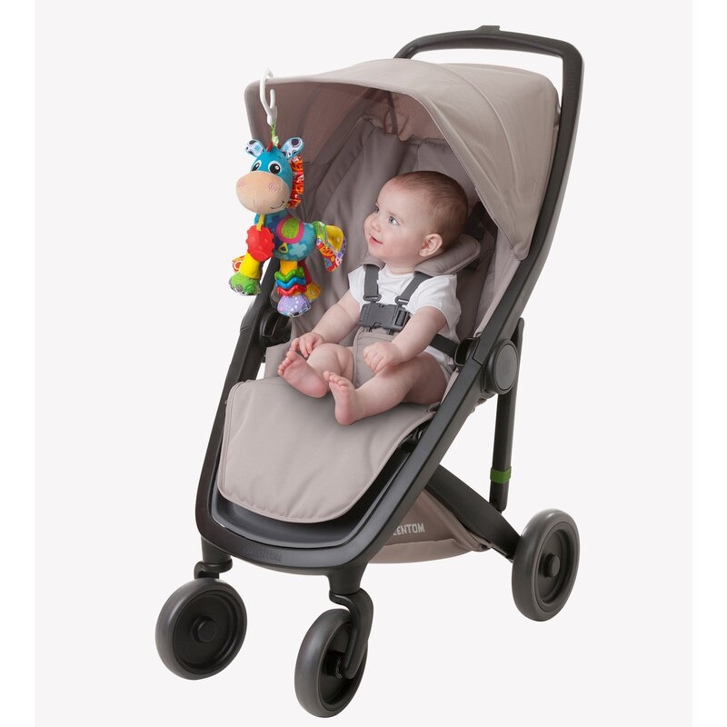 Jucarie mare pentru carucior, scoica auto si patut, Cu jucarie de dentitie, Cu sunete, Activity Friend Clip Clop, 39 cm, Playgro