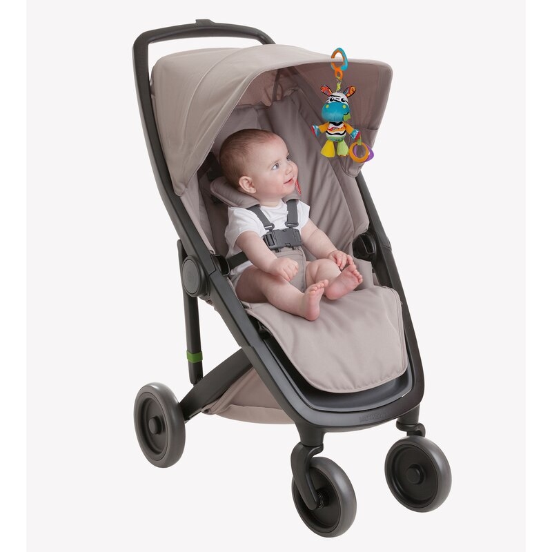 Jucarie pentru carucior, scoica auto si patut, Cu jucarie de dentitie, Zoe Zebra Munchimal, 32 cm, Playgro