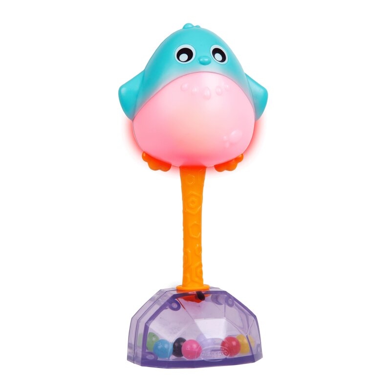 Jucarie zornaitoare, Playgro, Light Me Up, Pinguin, Dezvolta abilitatile senzoriale si motorii, Cu lumini, Cu maner maleabil, Cu margele colorate, Fara BPA, 3 luni+, Multicolor
