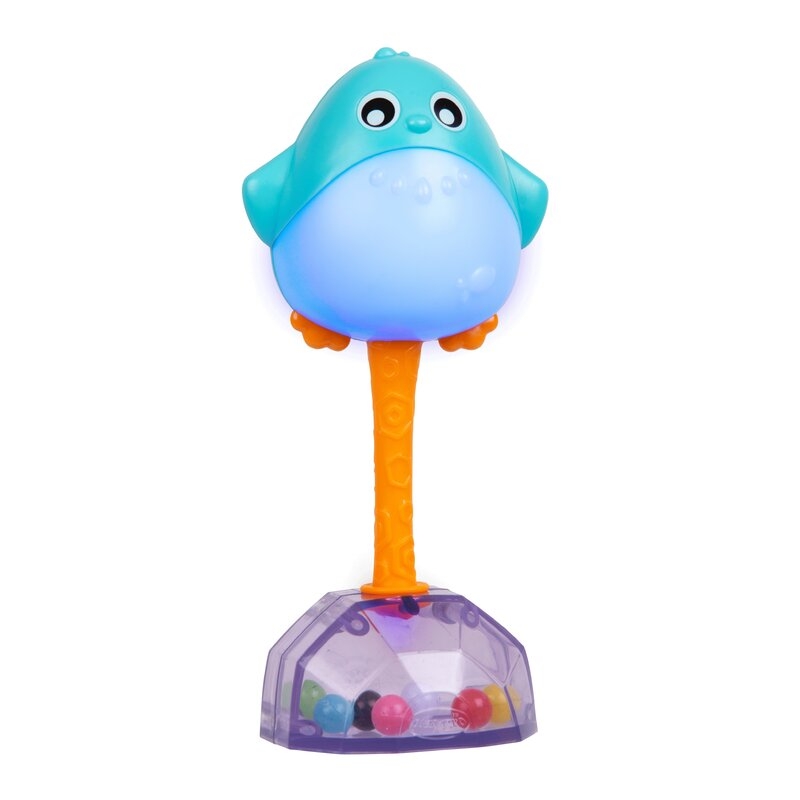 Jucarie zornaitoare, Playgro, Light Me Up, Pinguin, Dezvolta abilitatile senzoriale si motorii, Cu lumini, Cu maner maleabil, Cu margele colorate, Fara BPA, 3 luni+, Multicolor