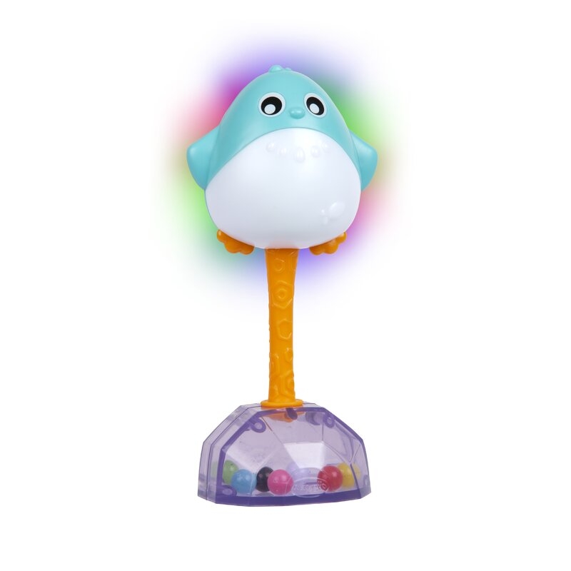 Jucarie zornaitoare, Playgro, Light Me Up, Pinguin, Dezvolta abilitatile senzoriale si motorii, Cu lumini, Cu maner maleabil, Cu margele colorate, Fara BPA, 3 luni+, Multicolor
