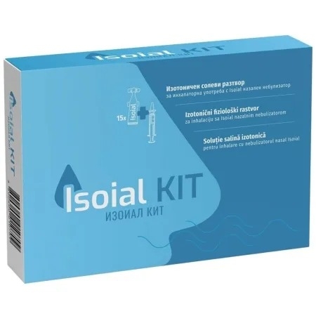 Kit solutie salina izotonica pentru inhalare 5 ml, 15 flacoane + nebulizator nazal Isoial, Naturpharma