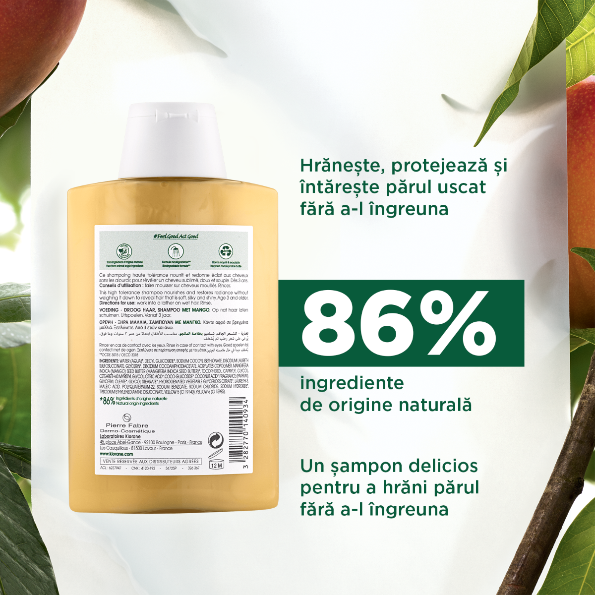 Klorane - Sampon cu extract de mango 200ml