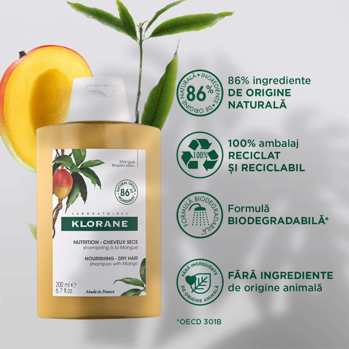 Klorane - Sampon cu extract de mango 200ml