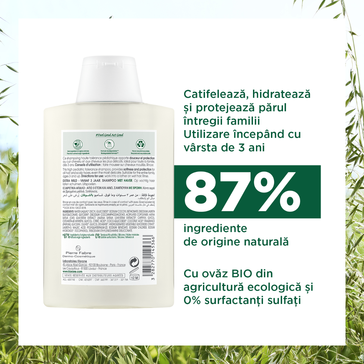 Klorane - Sampon lapte ovaz 200ml