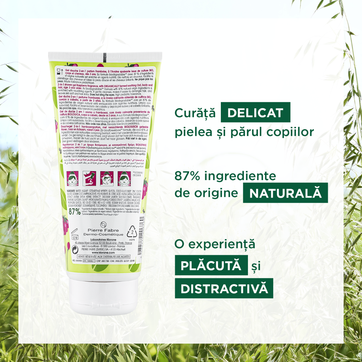Klorane - Junior gel de corp si par zmeura 200ml