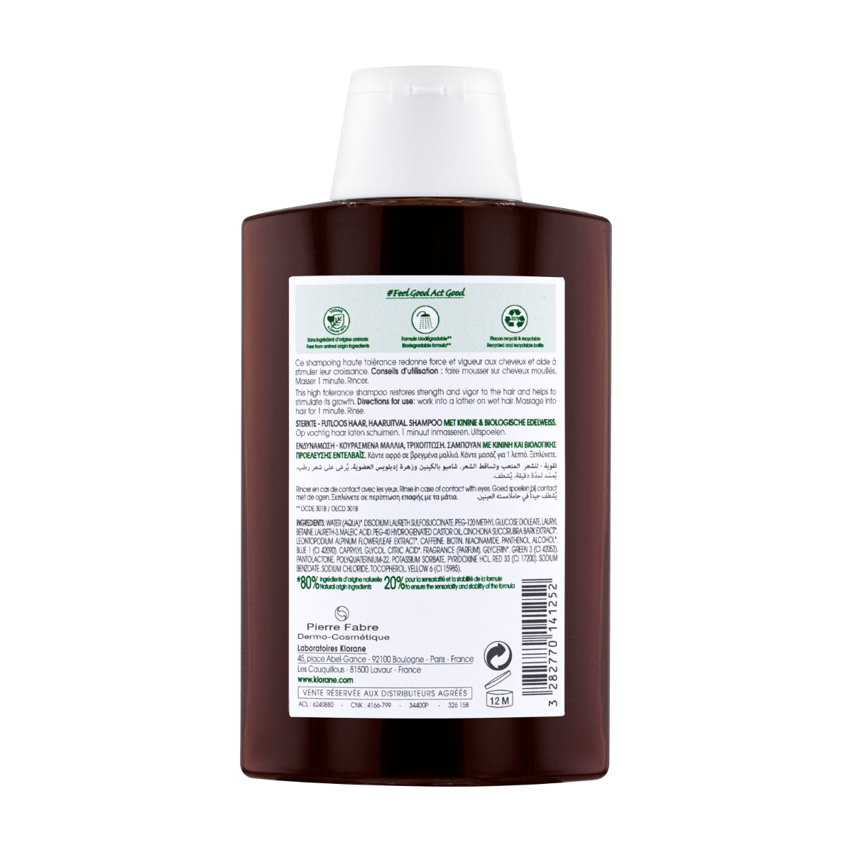 Klorane -  Sampon chinina si floare de colt bio 200ml