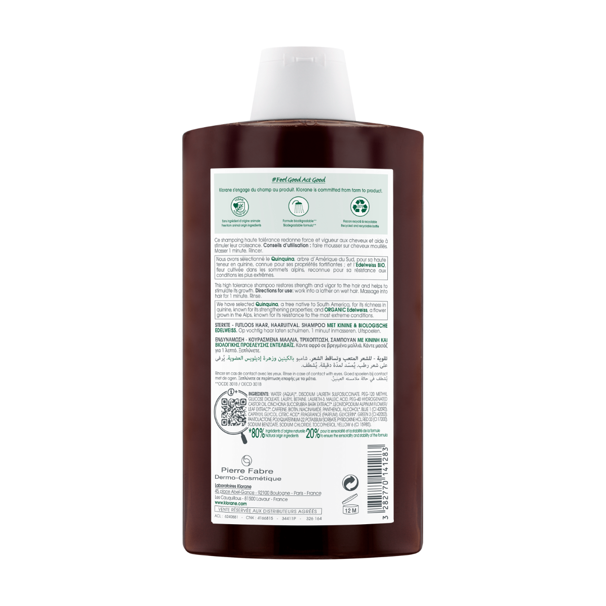 Klorane - Sampon chinina si floare de colt bio 400ml