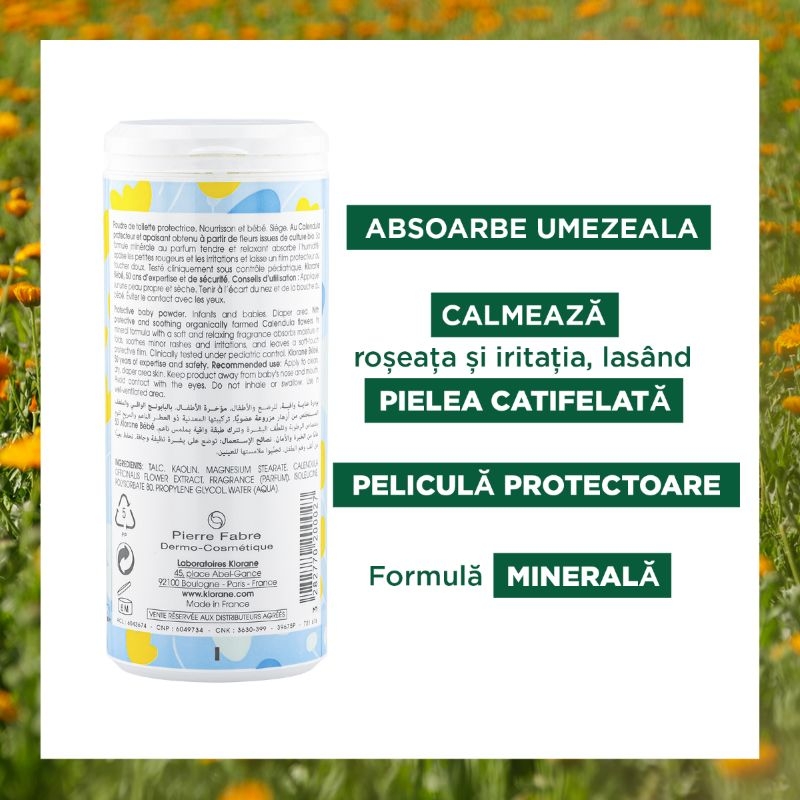 Bebe pudra de toaleta protectoare, 100g, Klorane
