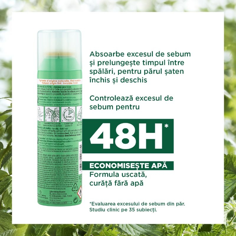 Sampon uscat nuantator cu extract de urzica, 150ml, Klorane