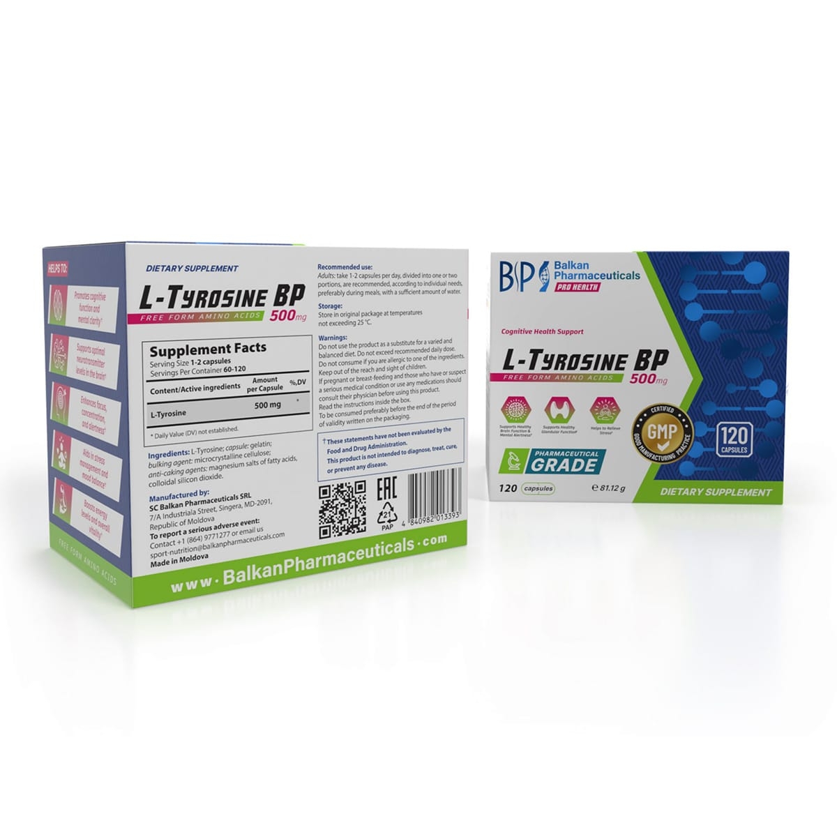 L-Tirozina 500 mg, 120 capsule, Balkan Pharmaceuticals