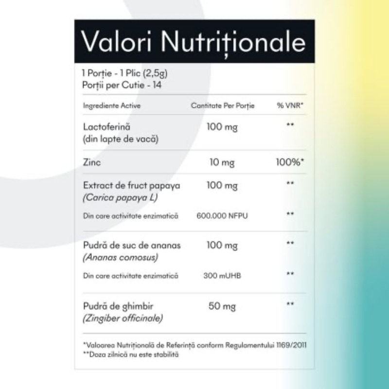 Lactoferrin Ginger Zinc, 14 plicuri orodispersabile, Ivatherm