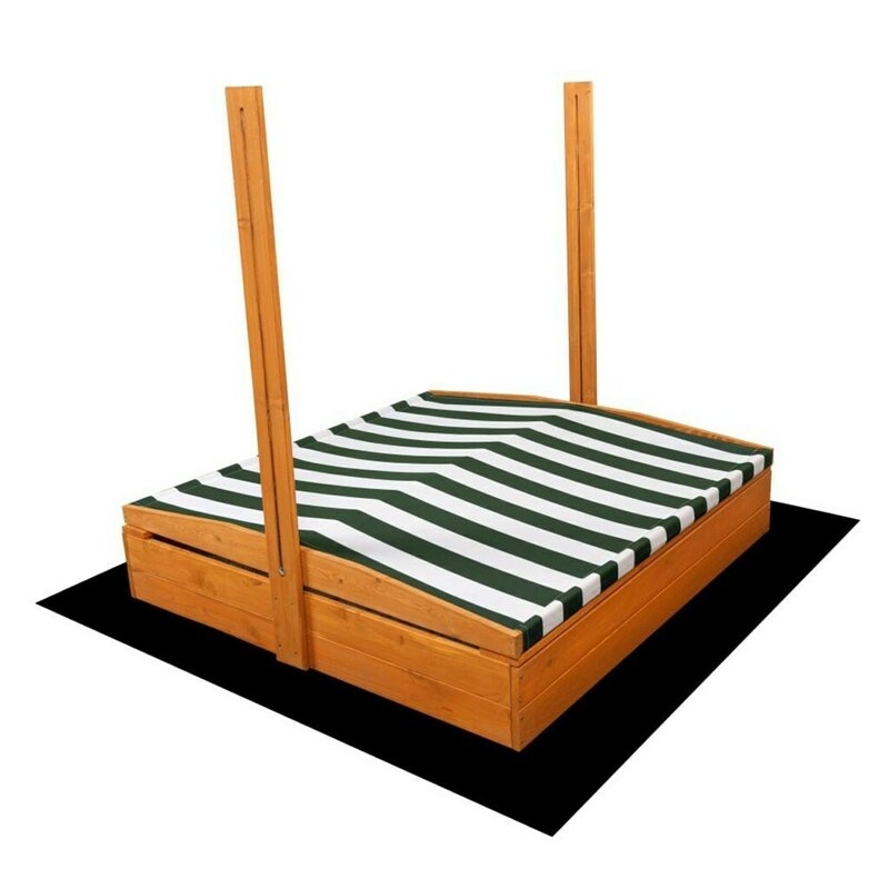 Lada de nisip, New Baby, Cu acoperis, Cu coborare completa a acoperisului, 120 x 120 x 120 cm, Green-White
