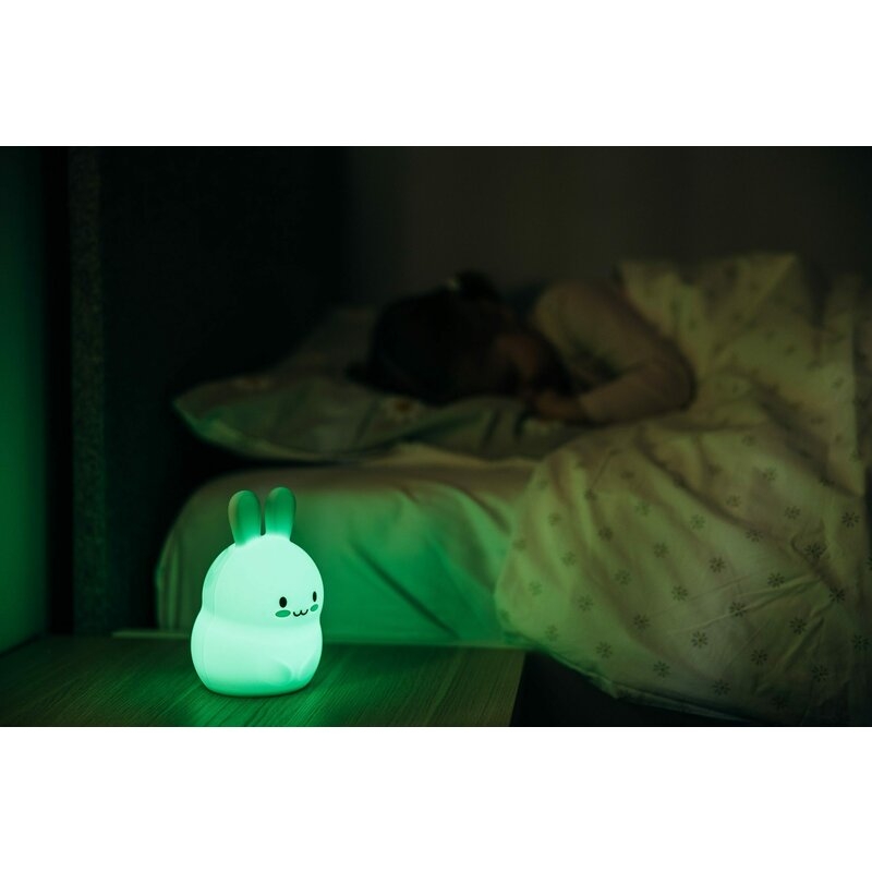 Lampa de veghe, FreeON, Silicon moale, Cu telecomanda si cablu USB, Cu 9 culori diferite si cronometru, Rabbit