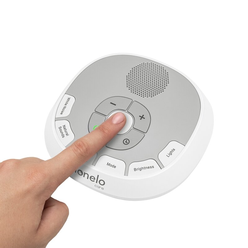 Lampa de veghe, Lionelo, BabyNap, 2 in 1, Wireless, Cu sunete si melodii de leagan, Cu 11 culori si 3 niveluri de luminozitate, Cu functie LoveBeat, Alb