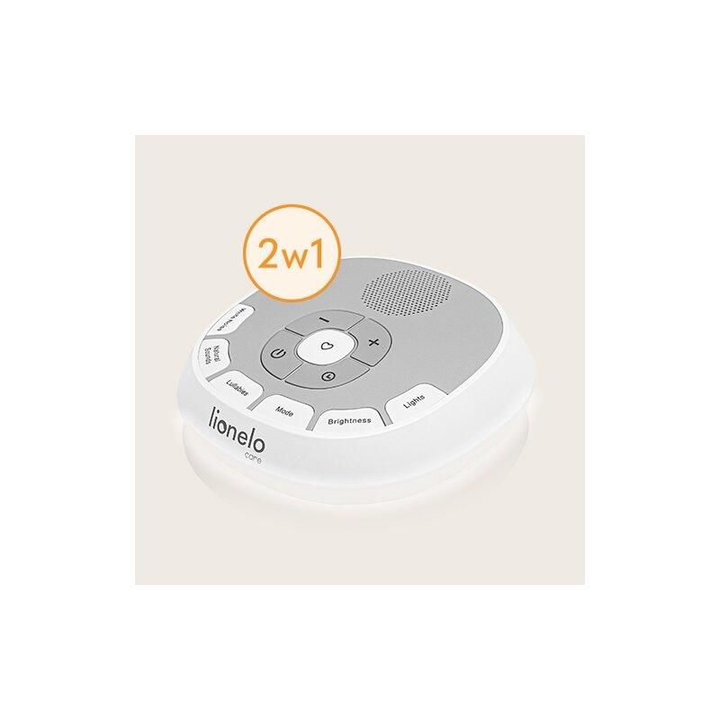 Lampa de veghe, Lionelo, BabyNap, 2 in 1, Wireless, Cu sunete si melodii de leagan, Cu 11 culori si 3 niveluri de luminozitate, Cu functie LoveBeat, Alb