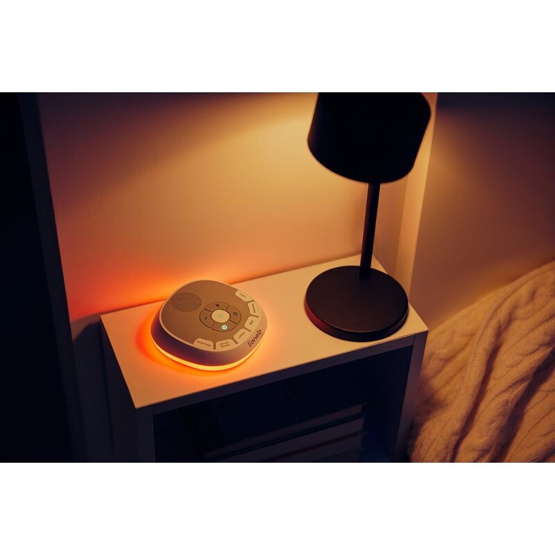 Lampa de veghe, Lionelo, BabyNap, 2 in 1, Wireless, Cu sunete si melodii de leagan, Cu 11 culori si 3 niveluri de luminozitate, Cu functie LoveBeat, Alb