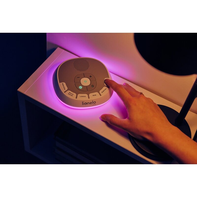 Lampa de veghe, Lionelo, BabyNap, 2 in 1, Wireless, Cu sunete si melodii de leagan, Cu 11 culori si 3 niveluri de luminozitate, Cu functie LoveBeat, Alb