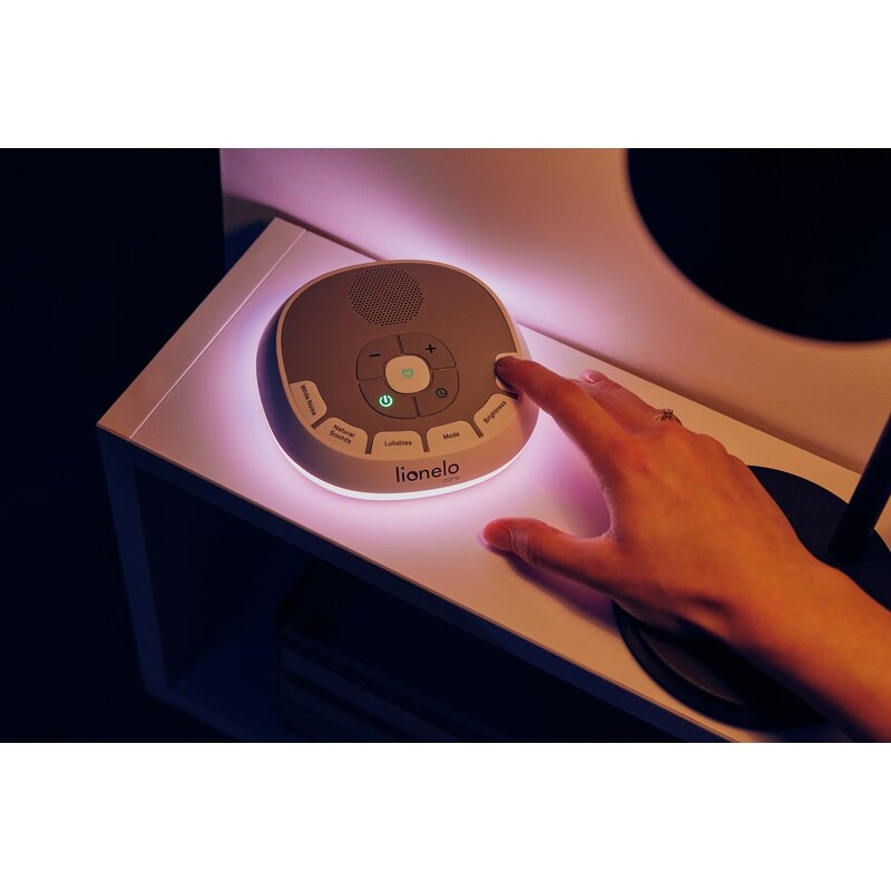 Lampa de veghe, Lionelo, BabyNap, 2 in 1, Wireless, Cu sunete si melodii de leagan, Cu 11 culori si 3 niveluri de luminozitate, Cu functie LoveBeat, Alb