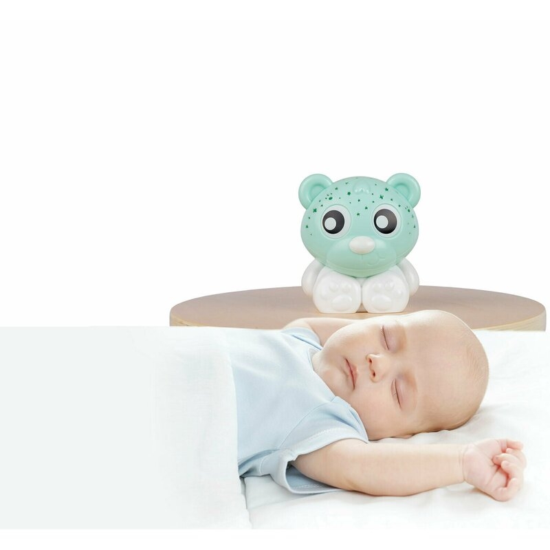 Lampa de veghe si proiector, Playgro, Cu 30 de minute de proiectii, Cu 2 culori, Portabila, Mint & White