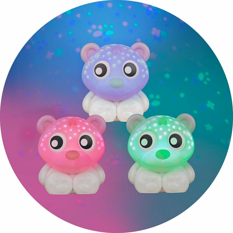 Lampa de veghe si proiector, Cu 30 de minute de proiectii, Cu 2 culori, Portabila, Playgro, Pink & White