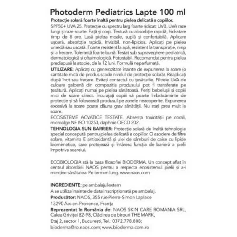 Lapte pentru copii SPF 50+  Photoderm Pediatrics, 100 ml, Bioderma