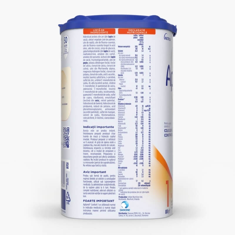 Lapte praf Aptamil Confort 1, 0-6 luni, 800 g, Nutricia
