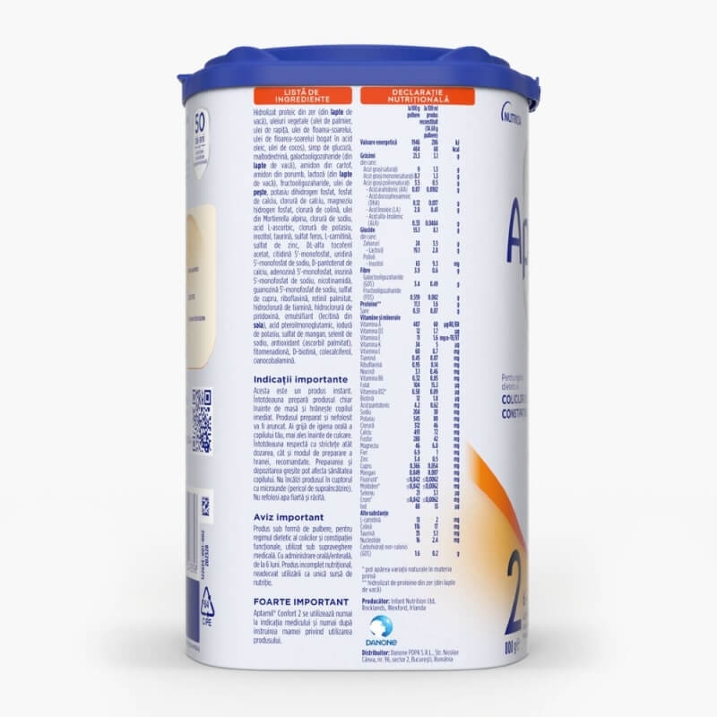 Lapte praf Aptamil Confort 2, 6-12 luni, 800 g, Nutricia