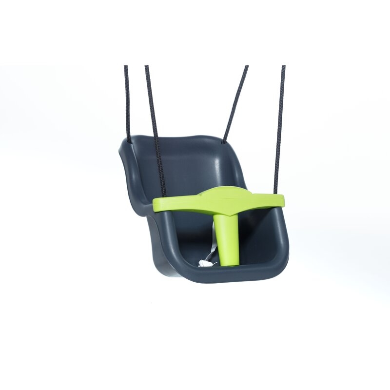 Leagan, Dice, Cu bara in forma de T, Cu sfoara impletita, Ajustabil pe inaltime pana la 250 cm, Include curea de siguranta, 9-36 luni, Anthracite/Lime