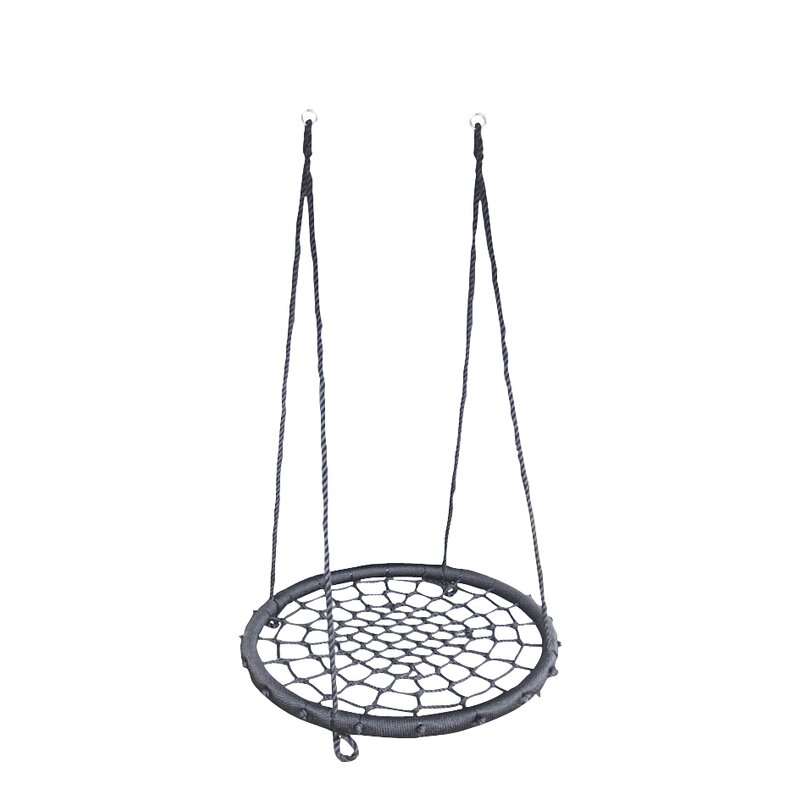 Leagan, Dice, Tip cuib, Diametru 100 cm, Ajustabil pe inaltime pana 240 cm, Din sfoara impletita PP de 16 mm, Pana la 150 kg, Conform cu EN 71-1 2 3 8, 3-6 ani, Black