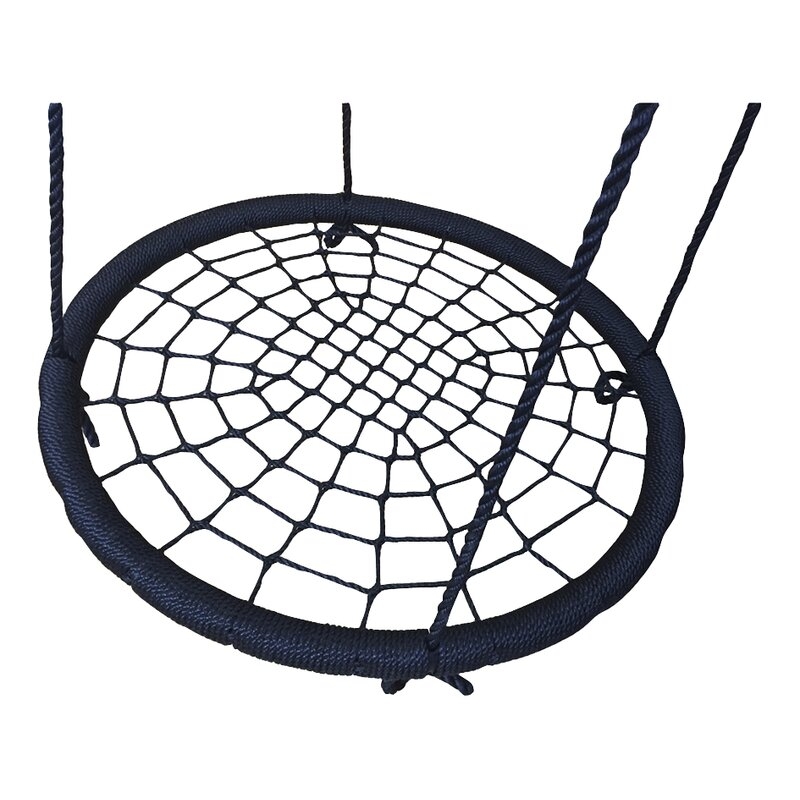 Leagan, Dice, Tip cuib, Diametru 100 cm, Ajustabil pe inaltime pana 240 cm, Din sfoara impletita PP de 16 mm, Pana la 150 kg, Conform cu EN 71-1 2 3 8, 3-6 ani, Black