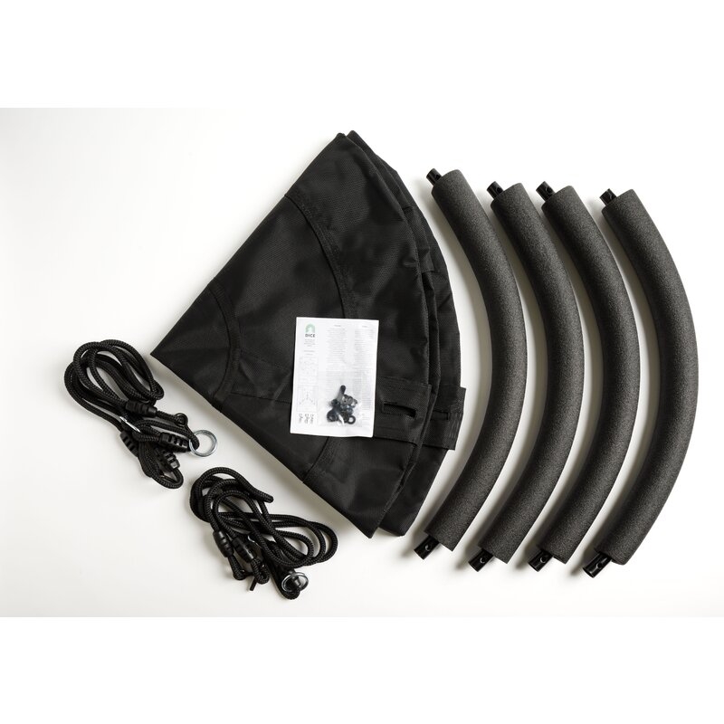 Leagan, Dice, Tip cuib, Diametru 100 cm, Ajustabil pe inaltime pana la 250 cm, Din tesatura impermeabila, Pana la 150 kg, Conform cu EN 71-1 2 3 8, 3 ani+, Black