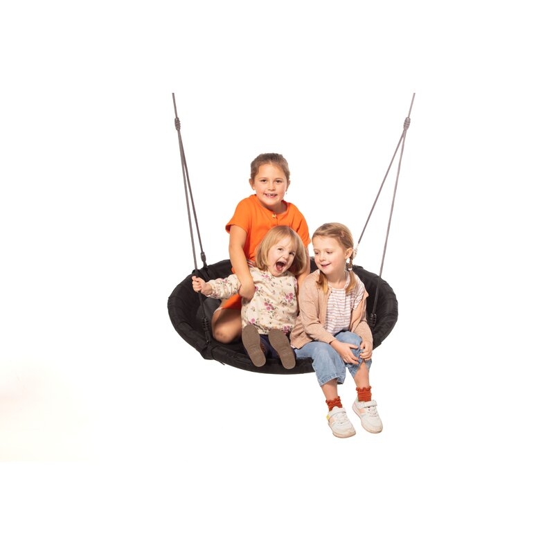 Leagan, Dice, Tip cuib, Diametru 100 cm, Ajustabil pe inaltime pana la 250 cm, Din tesatura impermeabila, Pana la 150 kg, Conform cu EN 71-1 2 3 8, 3 ani+, Black