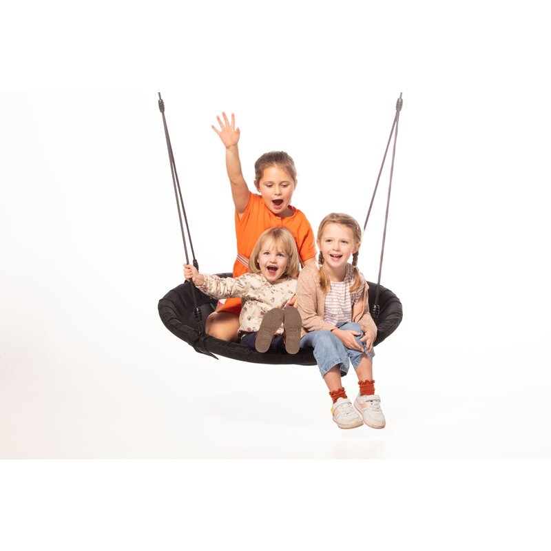 Leagan, Dice, Tip cuib, Diametru 100 cm, Ajustabil pe inaltime pana la 250 cm, Din tesatura impermeabila, Pana la 150 kg, Conform cu EN 71-1 2 3 8, 3 ani+, Black