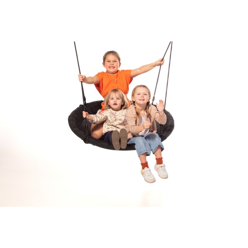 Leagan, Dice, Tip cuib, Diametru 100 cm, Ajustabil pe inaltime pana la 250 cm, Din tesatura impermeabila, Pana la 150 kg, Conform cu EN 71-1 2 3 8, 3 ani+, Black