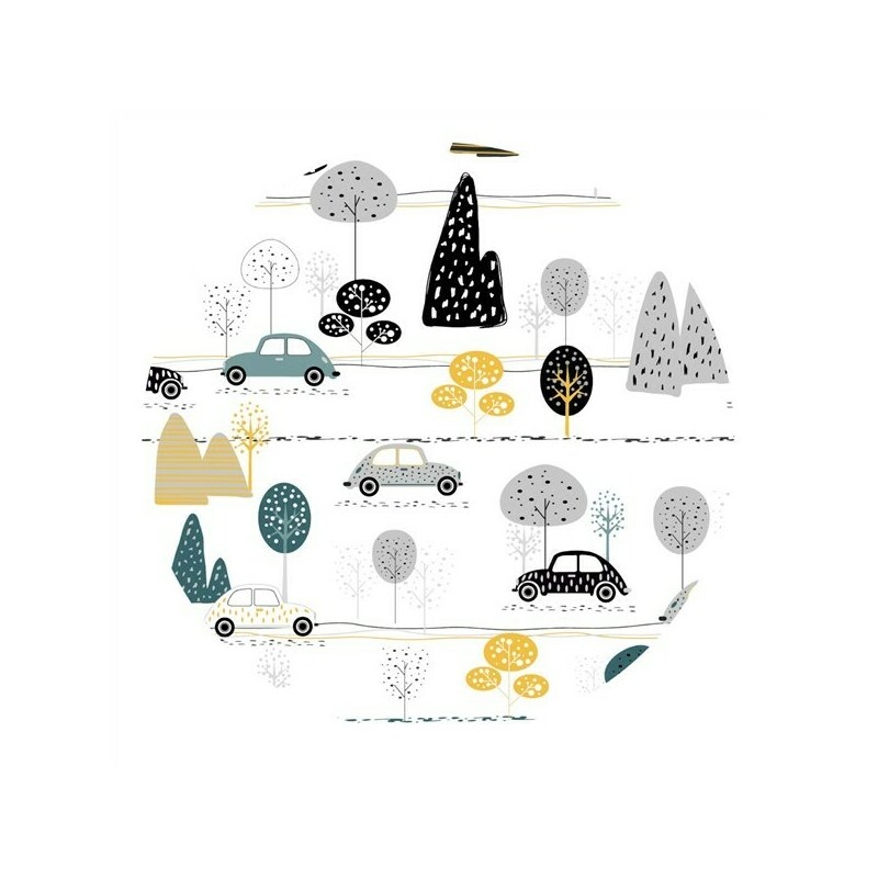 Lenjerie patut cu 5 piese, MimiNu, Cu cearceaf 120x60 cm, Pilota, Pernuta, 2 aparatori, Din bumbac certificat Oeko Tex Standard 100, Childrens Journey Grey