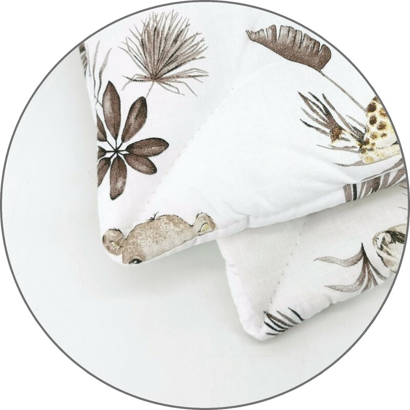Lenjerie patut cu 5 piese, MimiNu, Cu cearceaf 120x60 cm, Pilota, Pernuta, 2 aparatori, Din bumbac certificat Oeko Tex Standard 100, Savanna