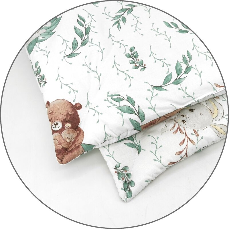 Lenjerie patut cu 5 piese, MimiNu, Cu cearceaf 120x60 cm, Pilota, Pernuta, 2 aparatori, Din bumbac certificat Oeko Tex Standard 100, Lulu Natural