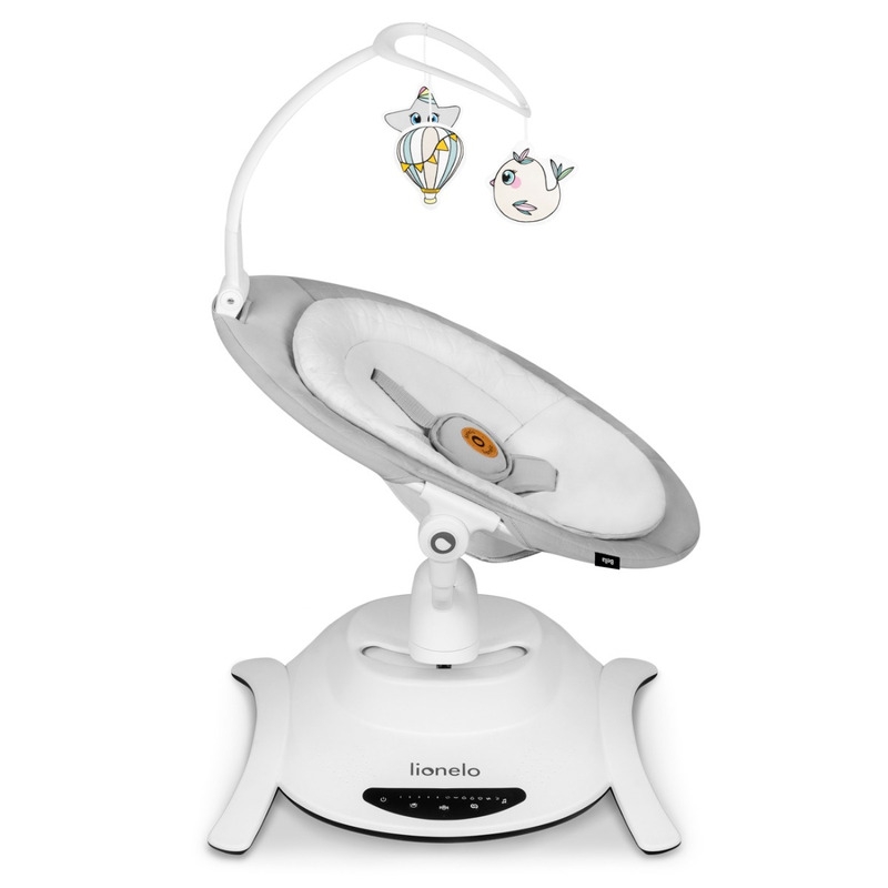 Lionelo - Balansoar multifunctional Bella, Electric, Scaun reglabil, Ecran tactil si telecomanda, 6 miscari unice, 5 viteze, Cu melodii, Gri