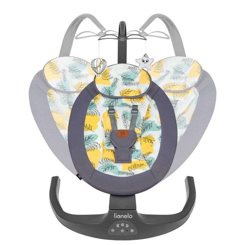 Lionelo - Balansoar si sezlong copii, Ralf, 2 in 1, Electric, Cu telecomanda si cablu USB, Cu miscare laterala de balansare si 5 niveluri diferite de viteza, Cu 12 melodii, Gri
