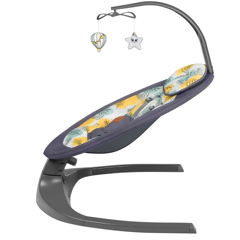 Lionelo - Balansoar si sezlong copii, Ralf, 2 in 1, Electric, Cu telecomanda si cablu USB, Cu miscare laterala de balansare si 5 niveluri diferite de viteza, Cu 12 melodii, Gri