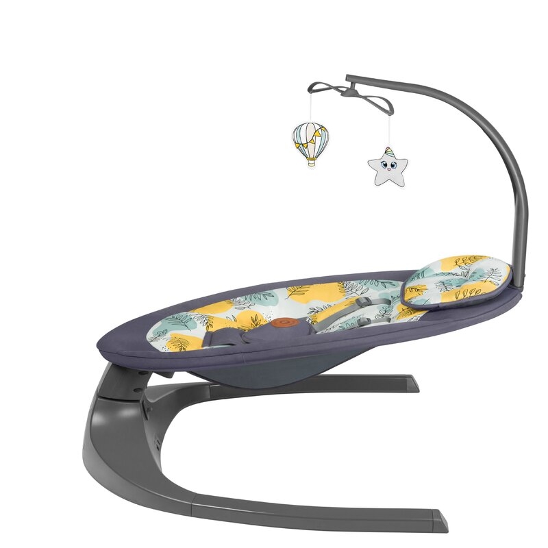 Lionelo - Balansoar si sezlong copii, Ralf, 2 in 1, Electric, Cu telecomanda si cablu USB, Cu miscare laterala de balansare si 5 niveluri diferite de viteza, Cu 12 melodii, Gri