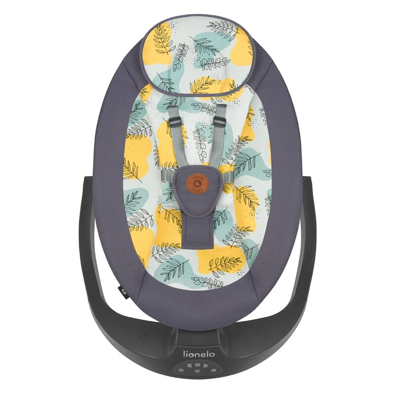 Lionelo - Balansoar si sezlong copii, Ralf, 2 in 1, Electric, Cu telecomanda si cablu USB, Cu miscare laterala de balansare si 5 niveluri diferite de viteza, Cu 12 melodii, Gri