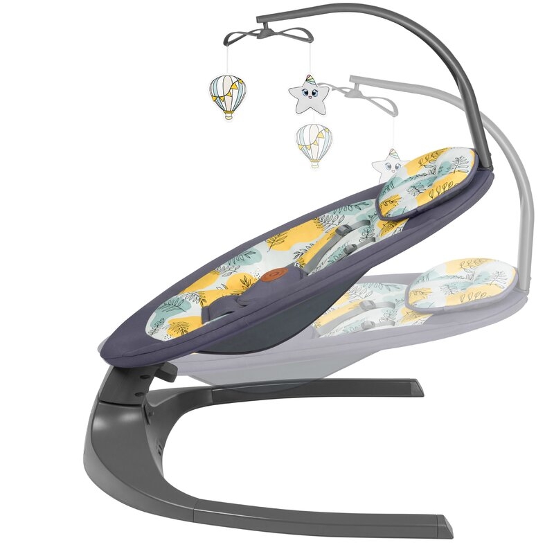 Lionelo - Balansoar si sezlong copii, Ralf, 2 in 1, Electric, Cu telecomanda si cablu USB, Cu miscare laterala de balansare si 5 niveluri diferite de viteza, Cu 12 melodii, Gri