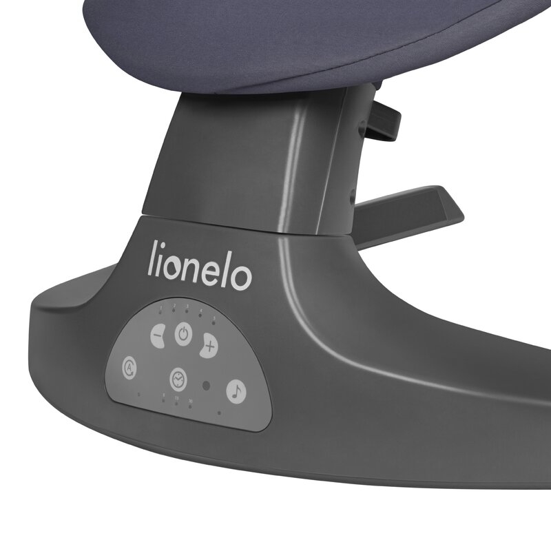 Lionelo - Balansoar si sezlong copii, Ralf, 2 in 1, Electric, Cu telecomanda si cablu USB, Cu miscare laterala de balansare si 5 niveluri diferite de viteza, Cu 12 melodii, Gri