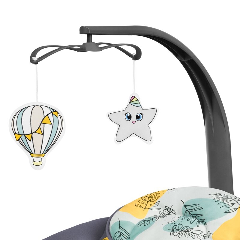 Lionelo - Balansoar si sezlong copii, Ralf, 2 in 1, Electric, Cu telecomanda si cablu USB, Cu miscare laterala de balansare si 5 niveluri diferite de viteza, Cu 12 melodii, Gri