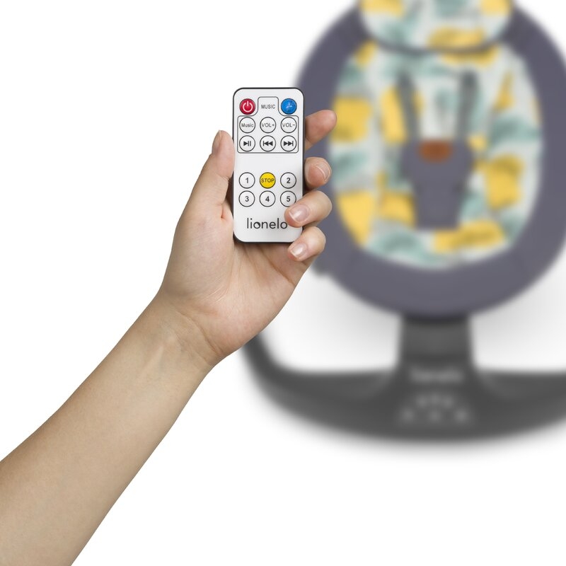 Lionelo - Balansoar si sezlong copii, Ralf, 2 in 1, Electric, Cu telecomanda si cablu USB, Cu miscare laterala de balansare si 5 niveluri diferite de viteza, Cu 12 melodii, Gri
