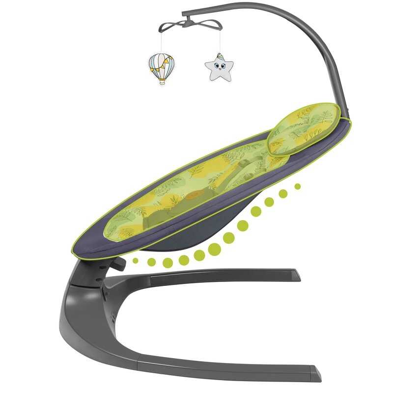 Lionelo - Balansoar si sezlong copii, Ralf, 2 in 1, Electric, Cu telecomanda si cablu USB, Cu miscare laterala de balansare si 5 niveluri diferite de viteza, Cu 12 melodii, Gri